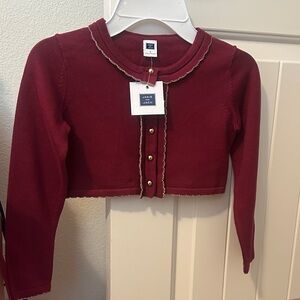 Janie and Jack Burgundy Kids Sweater with Gold Trim